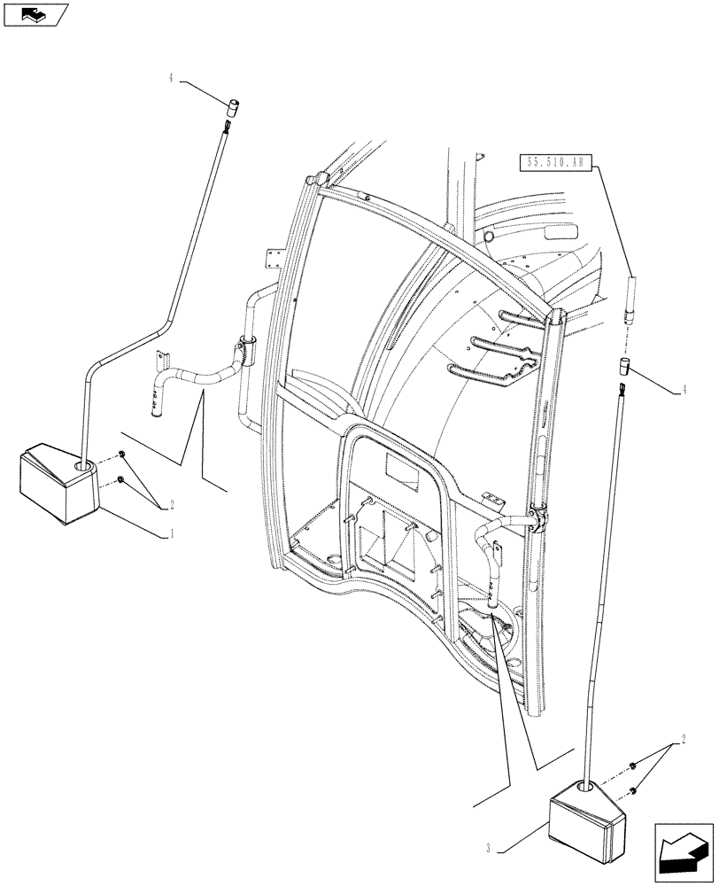 Схема запчастей Case IH FARMALL 85C - (55.404.BB[03]) - VAR - 743582, 743583, 7435867 - INDICATOR LIGHT, W/ CAB (55) - ELECTRICAL SYSTEMS