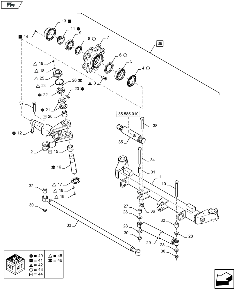 Схема запчастей Case IH LB434S - (27.500.030) - TANDEM AXLE, STEERED REAR AXLE WITHOUT BRAKE (27) - REAR AXLE SYSTEM