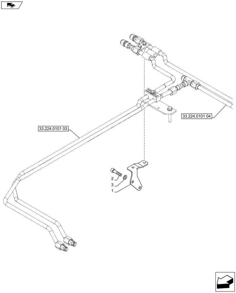 Схема запчастей Case IH PUMA 200 - (33.224.0103) - ABS SYSTEM - BRACKET FOR PNEUMATIC TRAILER BRAKE PIPES (VAR.743922) (33) - BRAKES & CONTROLS