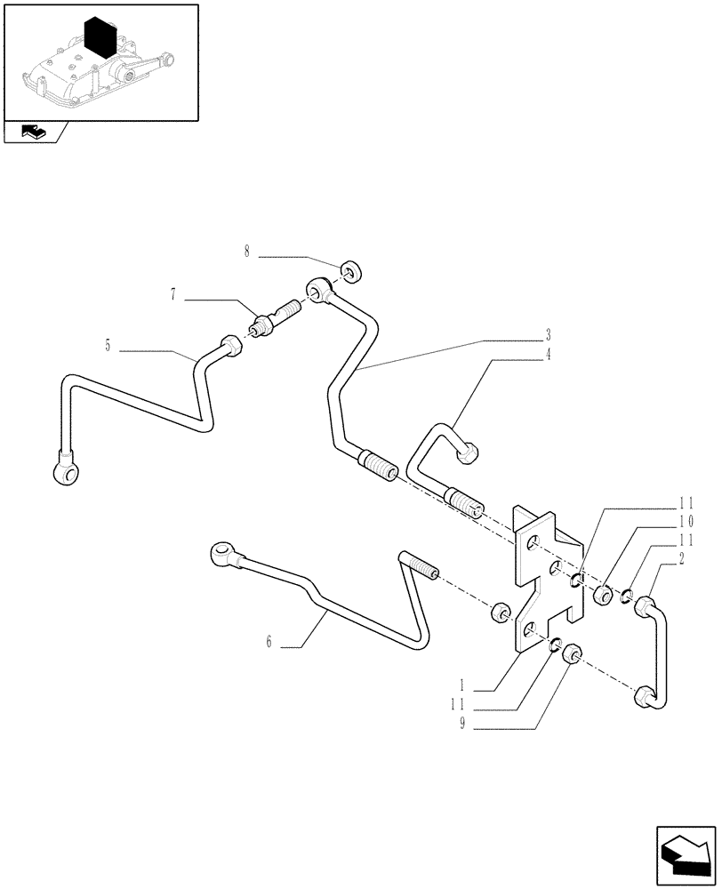 Схема запчастей Case IH FARMALL 95 - (1.82.7/07) - MID-MOUNT VALVES HYDRAULIC CONNECTION - FOR HIGH CLEARANCE VERSION (VAR.336560) (07) - HYDRAULIC SYSTEM