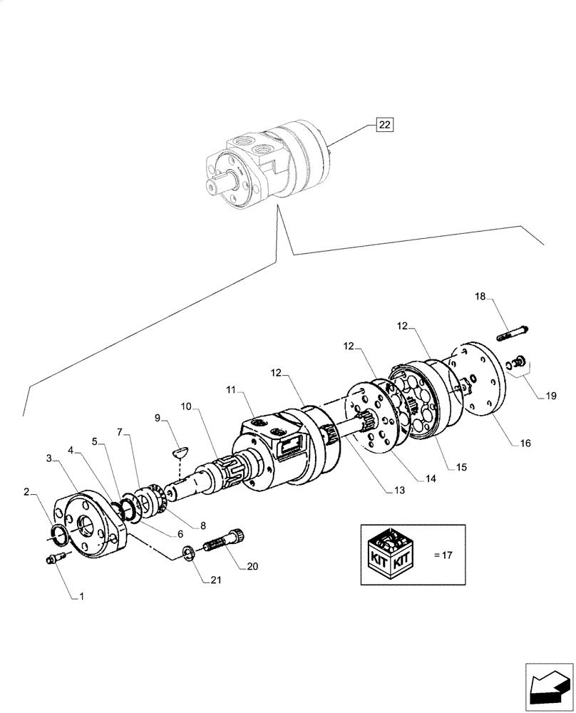 Схема запчастей Case IH A4000 - (B03.05[02]) - HYDRAULIC MOTOR (BASECUTTER) (DOUBLE) Hydraulic Components & Circuits