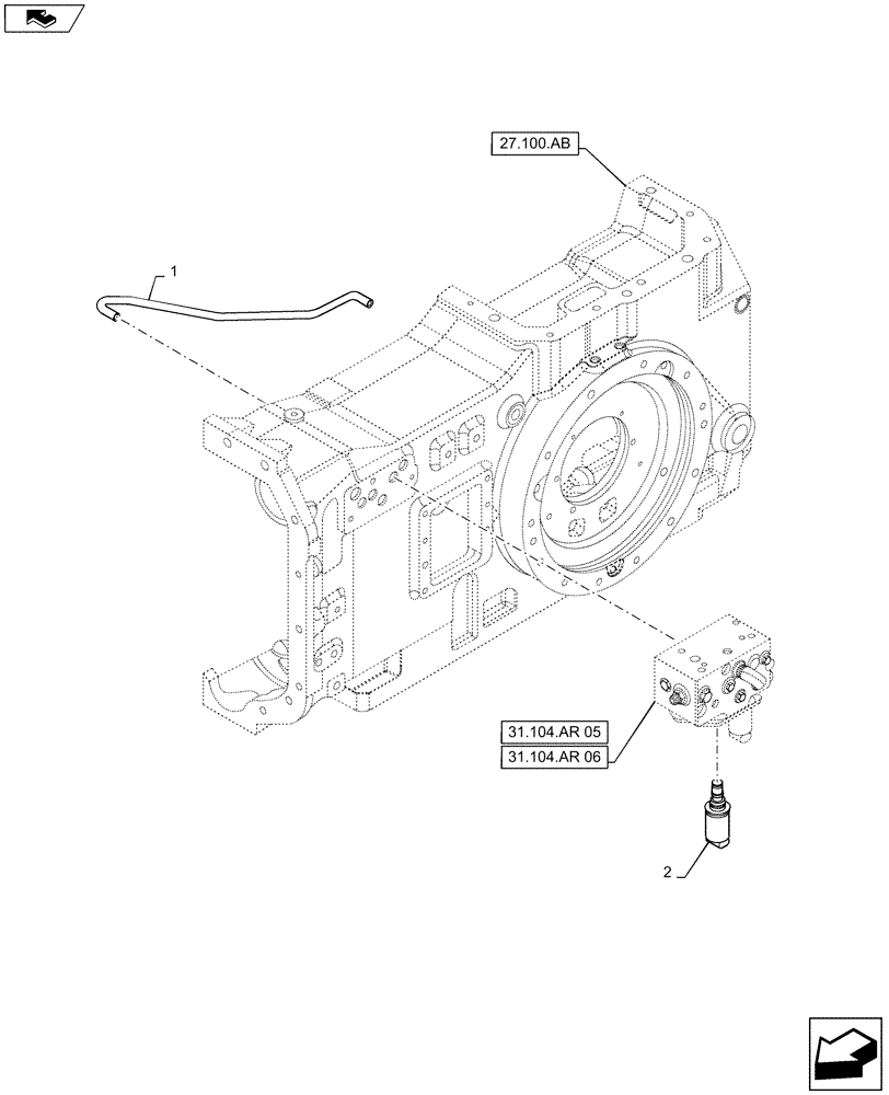 Схема запчастей Case IH MAXXUM 120 - (27.106.AN) - DIFFERENTIAL LOCK - OIL DELIVERY PIPE AND CONTROL VALVE (27) - REAR AXLE SYSTEM