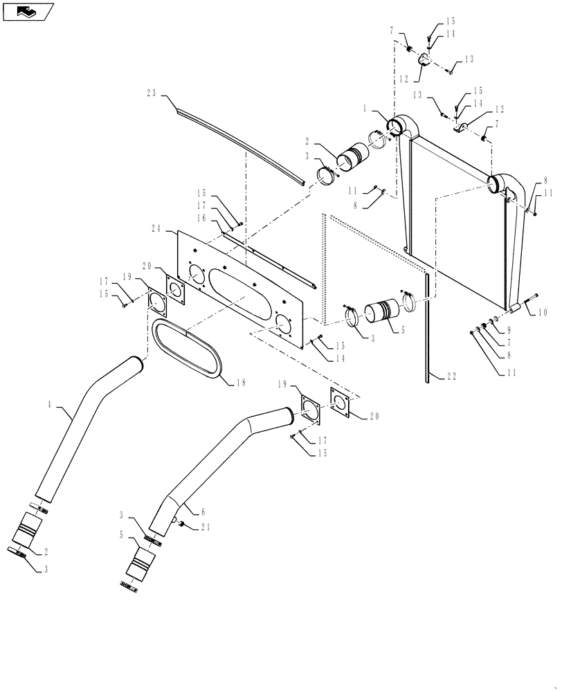 Схема запчастей Case IH 4430 - (10.202.01[02]) - AFTERCOOLER ASSEMBLY, YCT0 AND AFTER (10) - ENGINE