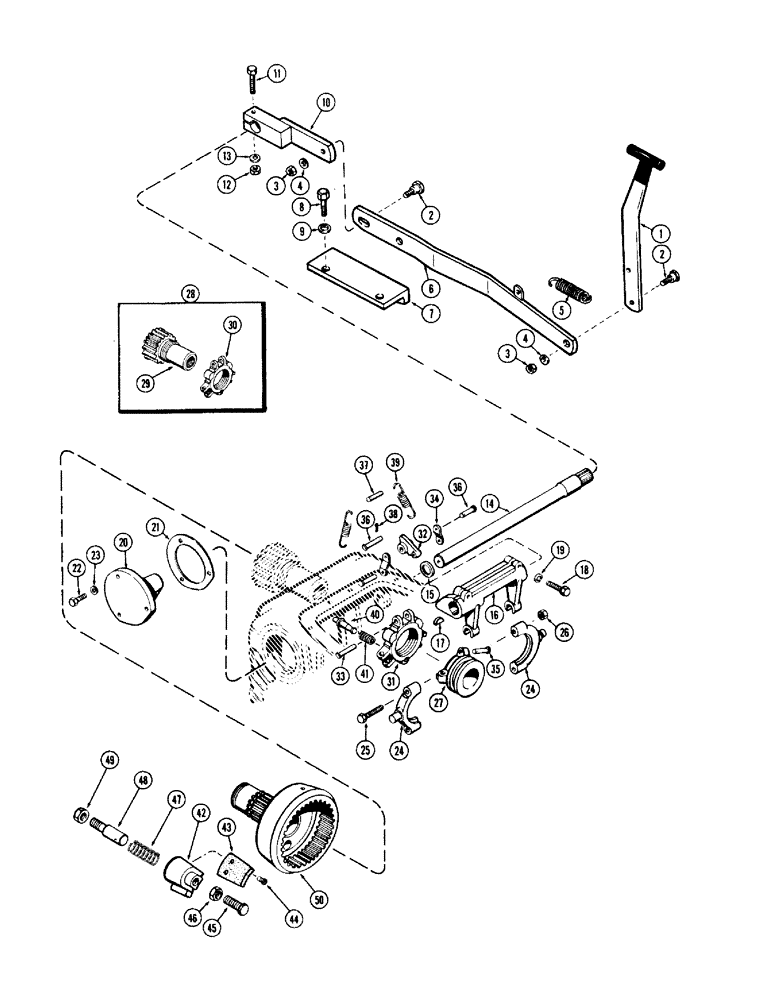 Схема запчастей Case IH 1030 - (128) - P.T.O. CONTROLS AND BRAKE (06) - POWER TRAIN