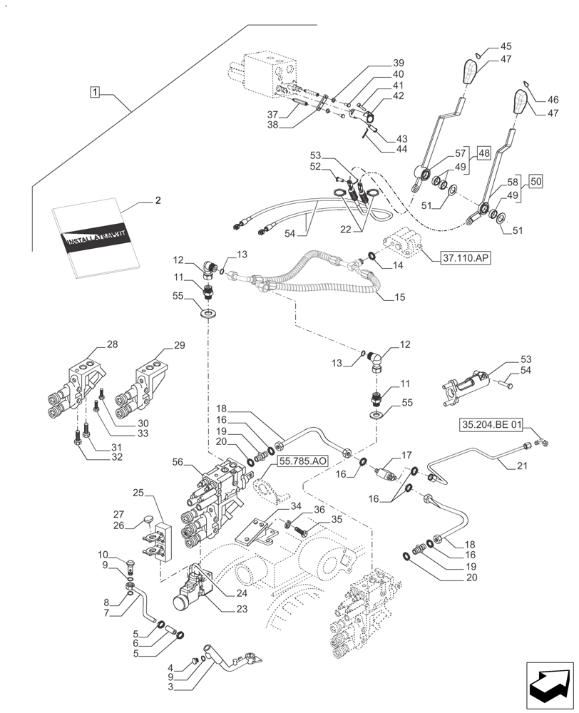 Схема запчастей Case IH FARMALL 140A - (88.100.35[05]) - DIA KIT, QUADRUPLE VALVE CAB - BEFORE SN: CF01573M, CF01578M, CF01596M (88) - ACCESSORIES