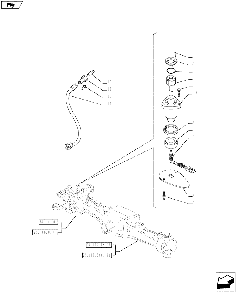 Схема запчастей Case IH PUMA 170 - (55.418.09[01A]) - FRONT AXLE STEERING SENSOR AND RELATED PARTS - D7090 (VAR.728195-720463-728217-743963) (55) - ELECTRICAL SYSTEMS