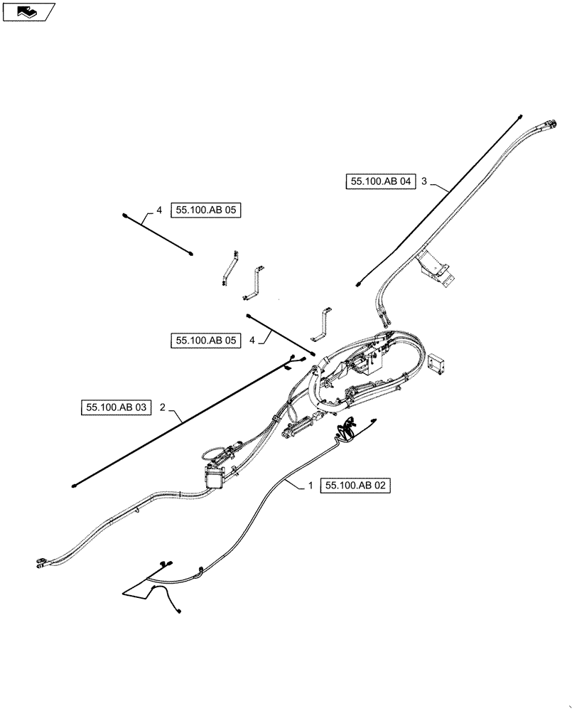 Схема запчастей Case IH 2280 - (55.100.AB[01]) - DELUXE AUGER WIRE HARNESS LAYOUT (55) - ELECTRICAL SYSTEMS