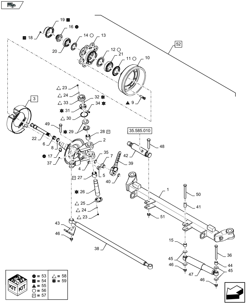 Схема запчастей Case IH LB434S - (27.500.050) - TANDEM AXLE, STEERED REAR AXLE PNEUMATIC BRAKE (27) - REAR AXLE SYSTEM