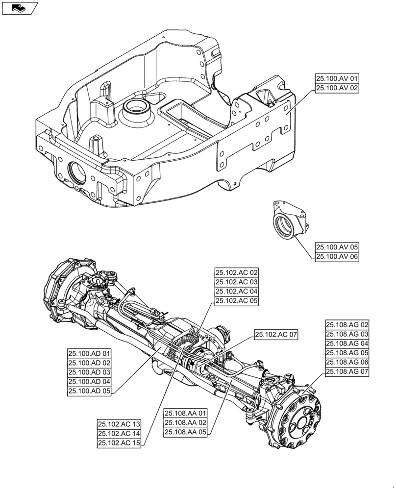 Схема запчастей Case IH MAXXUM 140 - (25.000.00) - SECTION INDEX - FRONT MECHANICAL DRIVE (25) - FRONT AXLE SYSTEM