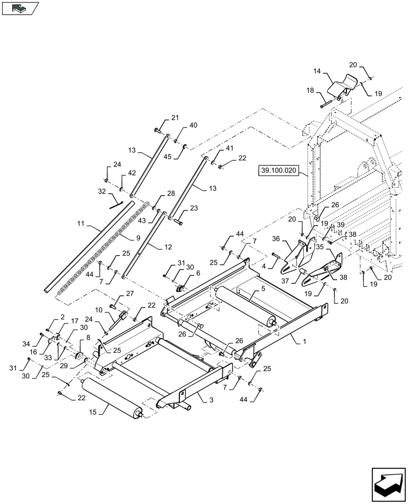 Схема запчастей Case IH LB324R - (70.250.040) - ROLLER BALE CHUTE (70) - EJECTION