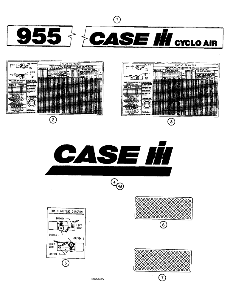 Схема запчастей Case IH 955 - (9F-120) - DECALS, ALL RIGID, VERTICAL FOLD, FRONT FOLD AND PARALLEL (09) - CHASSIS/ATTACHMENTS