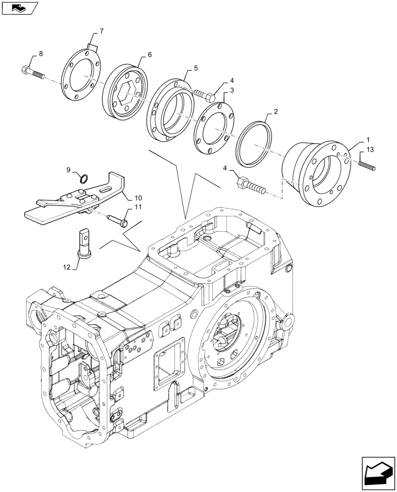 Схема запчастей Case IH MAXXUM 120 - (27.106.AM[01]) - DIFFERENTIAL GEARS WITH HYDRAULIC LOCK - DIFFERENTIAL SUPPORT (27) - REAR AXLE SYSTEM