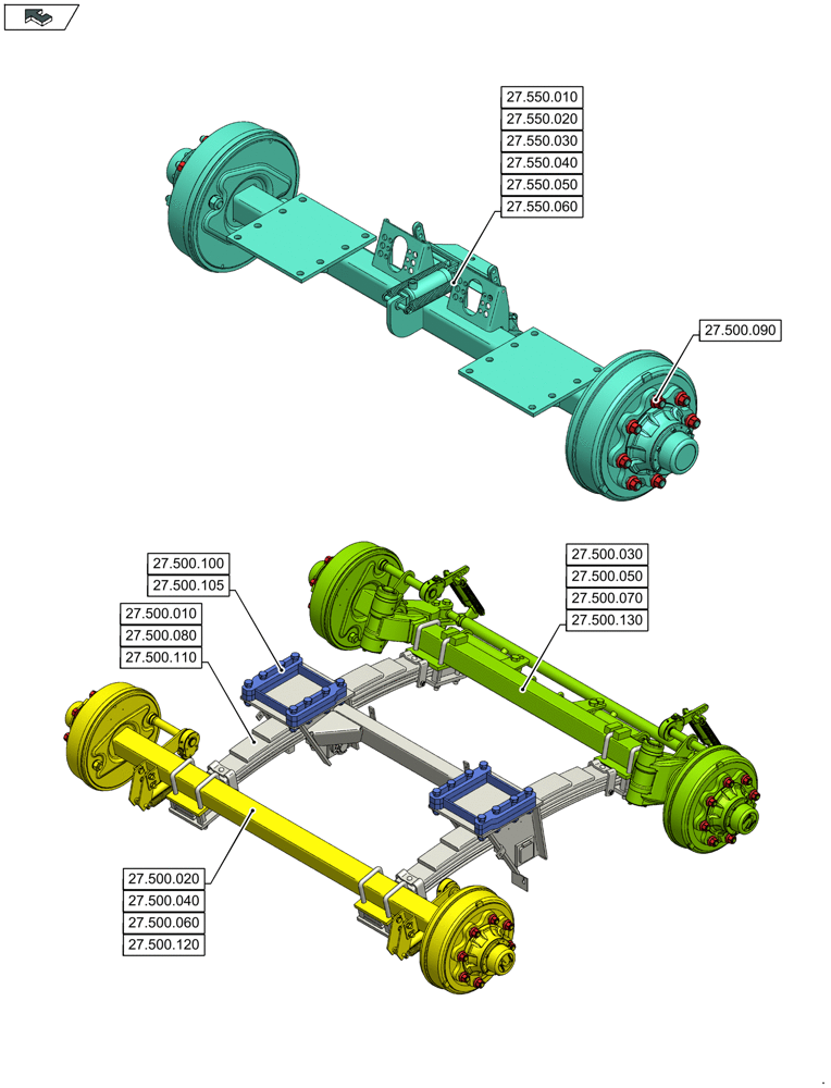 Схема запчастей Case IH LB434S XL - (00.000.27) - PICTORIAL INDEX - REAR AXLE SYSTEM (00) - GENERAL & PICTORIAL INDEX