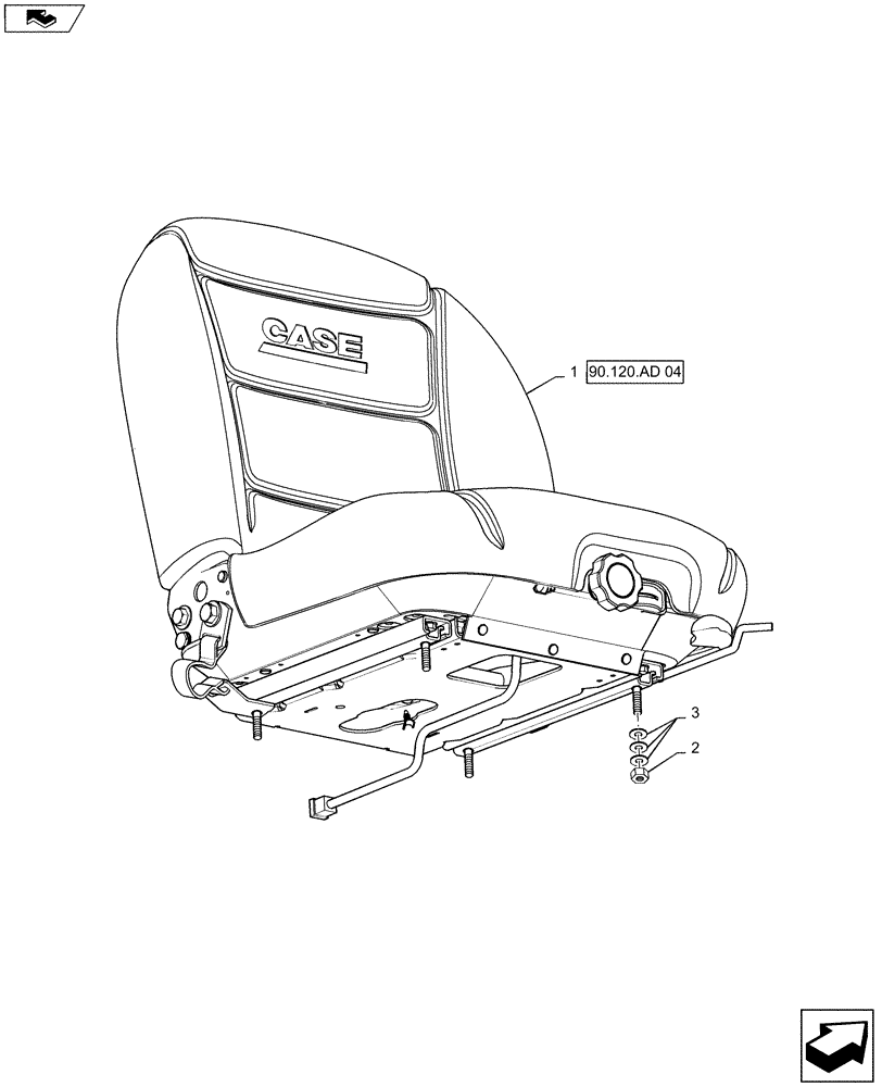 Схема запчастей Case IH SR160 - (90.120.AD[05]) - SEAT, MECHANICAL SUSPENSION, MOUNTING (90) - PLATFORM, CAB, BODYWORK AND DECALS