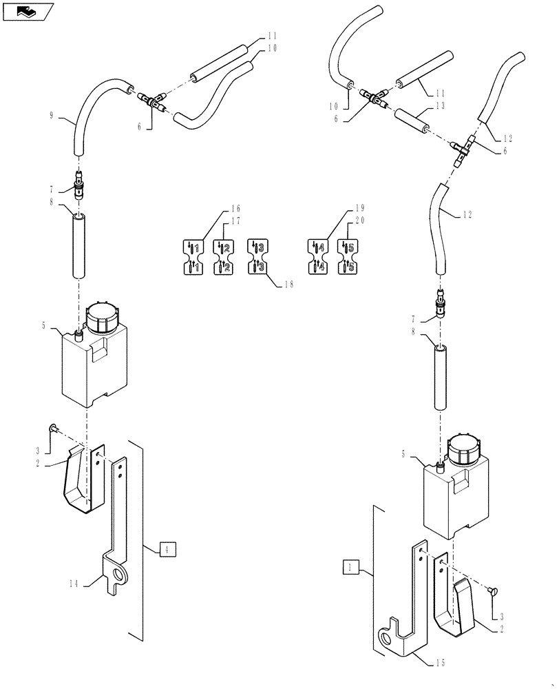 Схема запчастей Case IH MAGNUM 190 - (35.700.03[03]) - REMOTE VALVE SPILLAGE, 5 STACK (35) - HYDRAULIC SYSTEMS