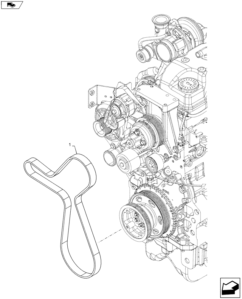 Схема запчастей Case IH MAXXUM 115 - (10.414.BE) - STD + VAR - 336192 - ENGINE BELT (10) - ENGINE