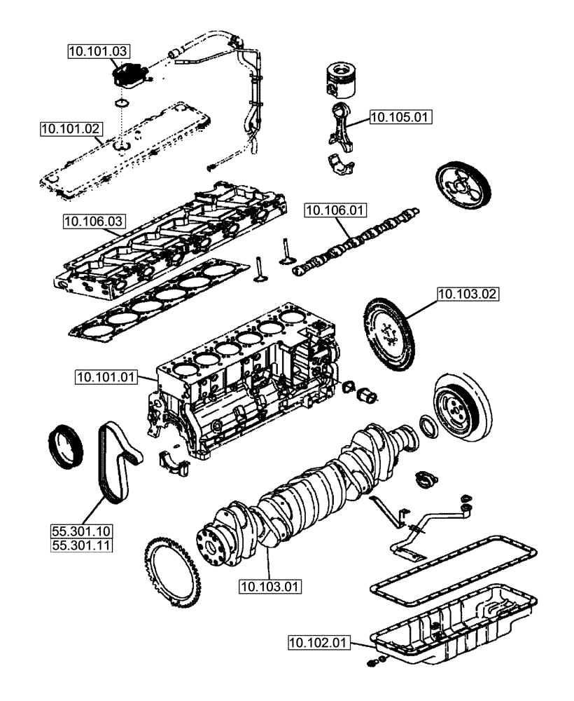 Схема запчастей Case IH 5130 - (00.000.10[01]) - PICTORIAL INDEX - ENGINE (00) - GENERAL & PICTORIAL INDEX