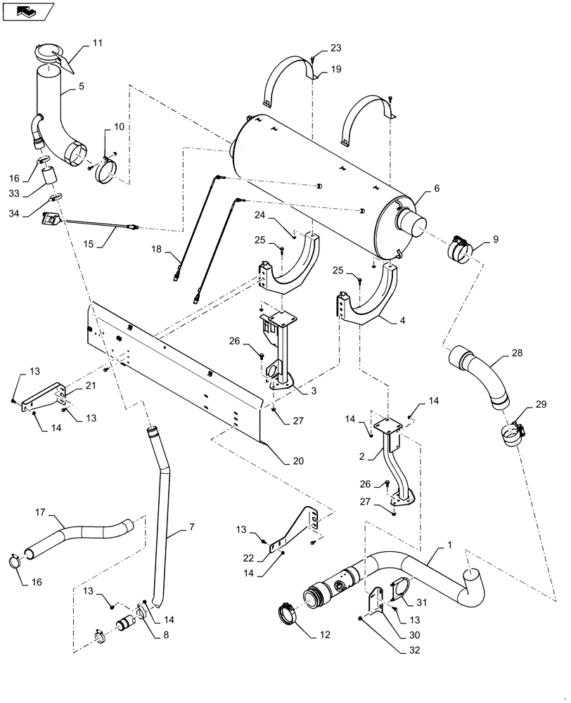 Схема запчастей Case IH 7130 - (10.254.AI[05]) - EXHAUST ASSEMBLY, 7130 T4 (10) - ENGINE