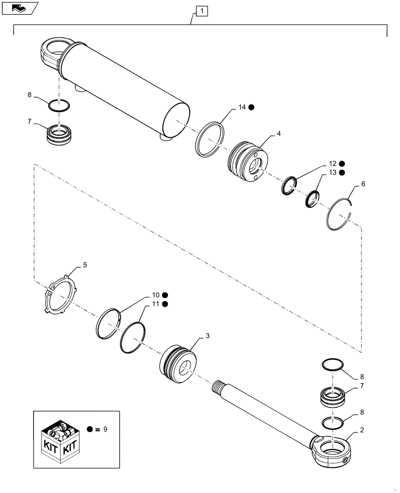 Схема запчастей Case IH MAGNUM 250 - (41.216.AN[01]) - VAR - 420224, 420228 - STEERING CYLINDER ASSY, CL 4.75 (41) - STEERING