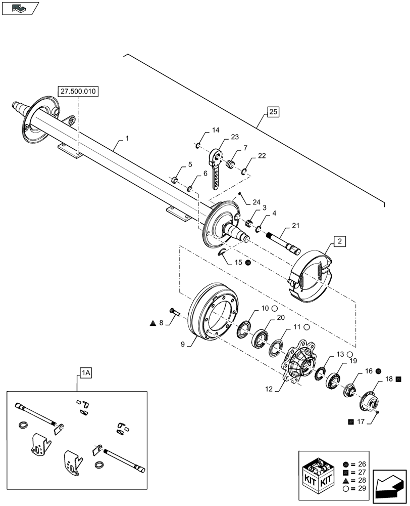 Схема запчастей Case IH LB424R - (27.500.040) - TANDEM AXLE, PNEUMATIC BRAKES (27) - REAR AXLE SYSTEM