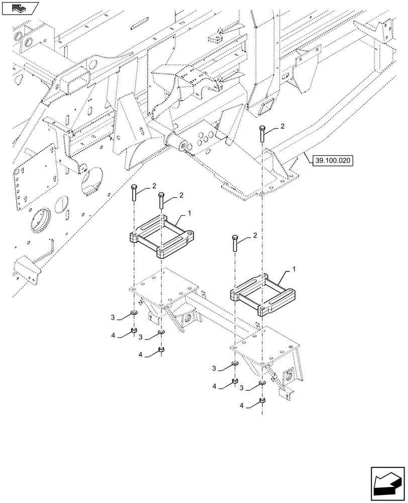 Схема запчастей Case IH LB424R - (27.500.100) - AXLE SPACER (27) - REAR AXLE SYSTEM