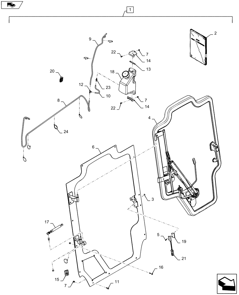 Схема запчастей Case IH SR250 - (88.090.02) - DIA KIT, GLASS FRONT DOOR (ALL CASE) (88) - ACCESSORIES