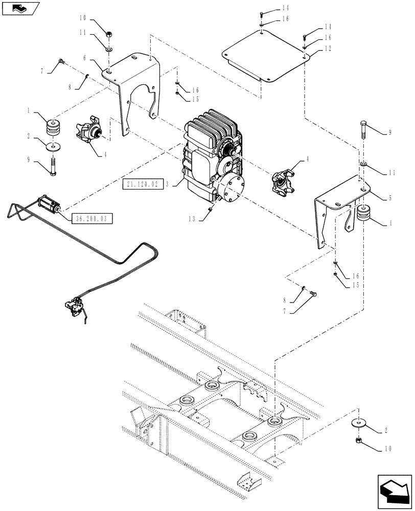 Схема запчастей Case IH TITAN 3530 - (21.120.01) - AUXILARY TRANSMISSION MOUNTING (21) - TRANSMISSION