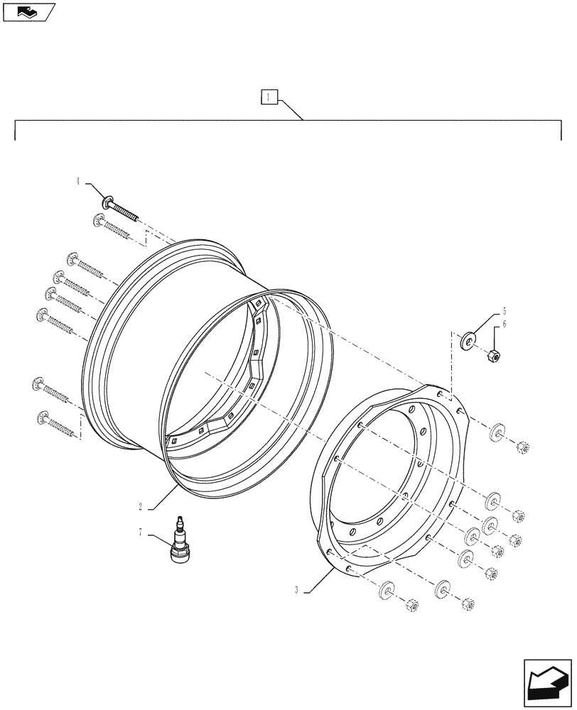 Схема запчастей Case IH MAGNUM 290 - (44.511.AE[01]) - FRONT WHEEL ASSY, MFD, 12 BOLT HUB (44) - WHEELS