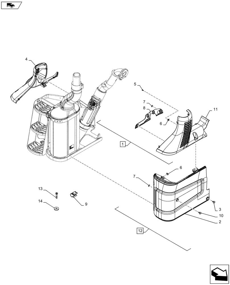 Схема запчастей Case IH MAXXUM 140 - (10.254.AD[06]) - VAR - 332821, 334821, 743702, 330211 - PROTECTION FOR EXHAUST (10) - ENGINE