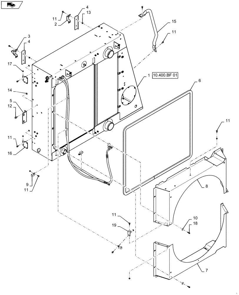 Схема запчастей Case IH 6130 - (10.400.BF[03]) - COOLER BOX ASSY (10) - ENGINE