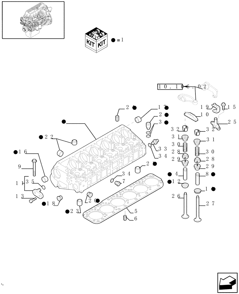 Схема запчастей Case IH 8120 - (10.101.02[02]) - CYLINDER HEAD & RELATED PARTS - 8120/8120(LA) (10) - ENGINE