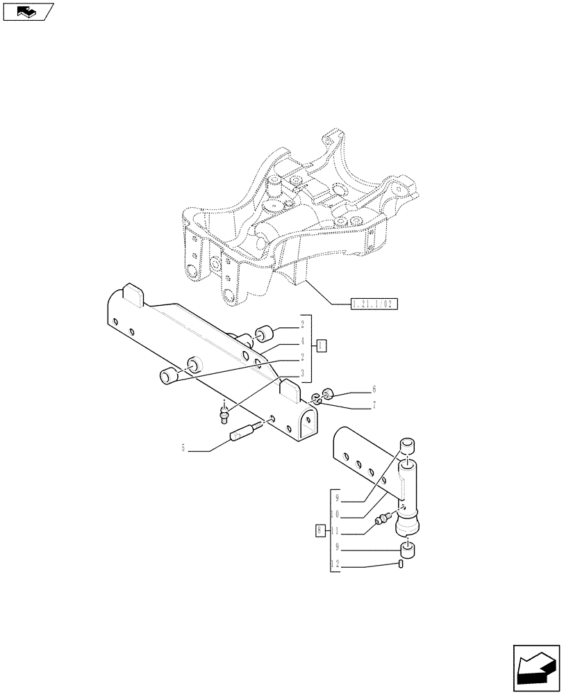 Схема запчастей Case IH FARMALL 95N - (1.41.0[05]) - 2WD FRONT AXLE - AXLE BODY, END (VAR.331581-332581 / 743515) (04) - FRONT AXLE & STEERING