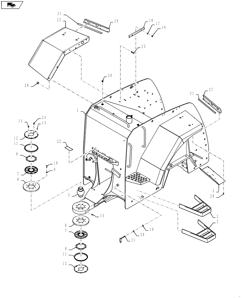 Схема запчастей Case IH STEIGER 500 - (39.100.05[02]) - REAR FRAME / FUEL TANK AND FENDERS - STEIGER 500 ASN ZBF126024 (39) - FRAMES AND BALLASTING