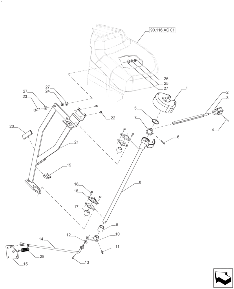 Схема запчастей Case IH FARMALL 140A - (37.108.AC[01]) - VAR 330845 - LIFT CONTROL (37) - HITCHES, DRAWBARS & IMPLEMENT COUPLINGS