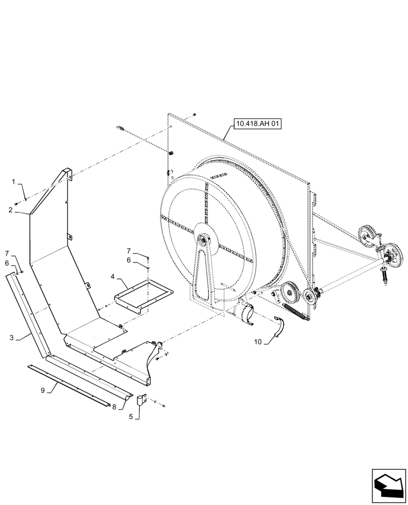 Схема запчастей Case IH 7230 - (10.418.BI[01]) - ROTARY AIR SCREEN DOOR ASSY (10) - ENGINE