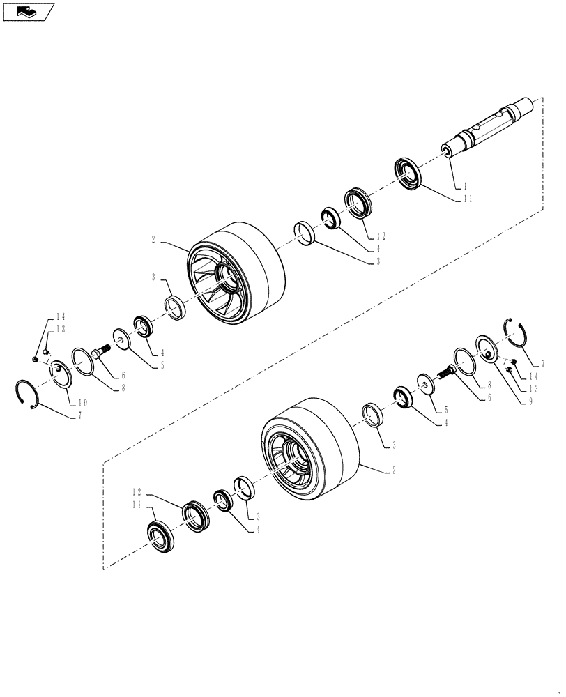 Схема запчастей Case IH STEIGER 500 - (48.120.AT[02]) - TRACK ASSY - ROLLER ASSY & SHAFT - 24" THRU 30" WIDE WHEEL (48) - TRACKS & TRACK SUSPENSION