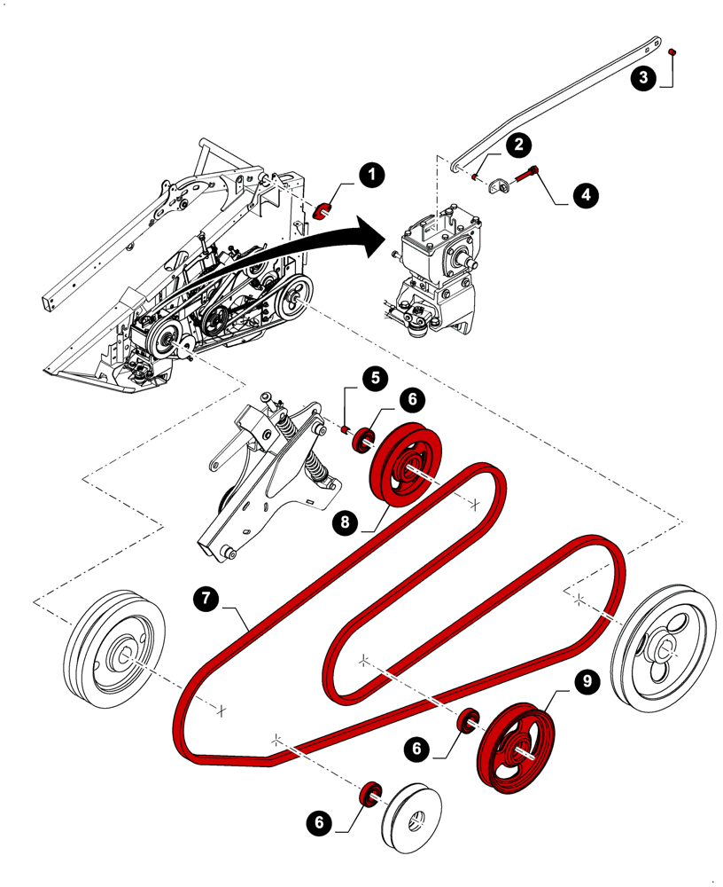 Схема запчастей Case IH 3050-25FT H - (05.100.04[07]) - MAINTENANCE PARTS, WOBBLE BOX DRIVE (05) - SERVICE & MAINTENANCE