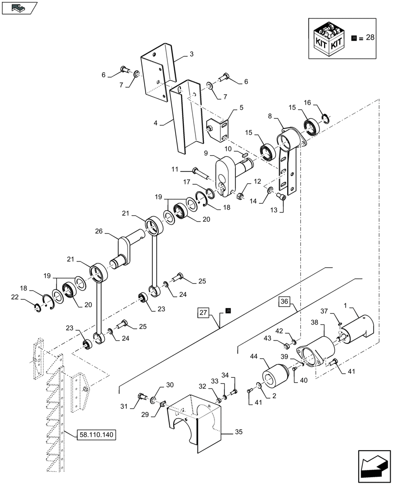 Схема запчастей Case IH 3050-30FT - (58.110.150) - VERTICAL KNIFE, RH, DRIVE (58) - ATTACHMENTS/HEADERS