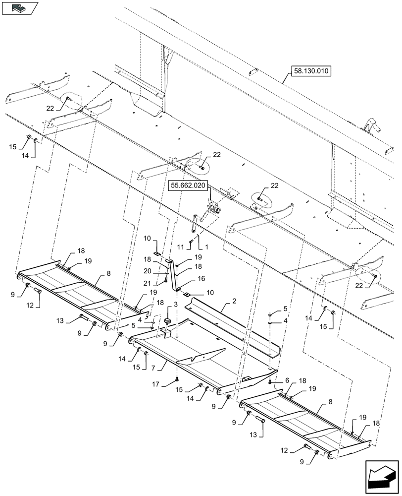 Схема запчастей Case IH 3050-35FT - (58.130.141) - SKID PLATES, CENTER - C051 (58) - ATTACHMENTS/HEADERS