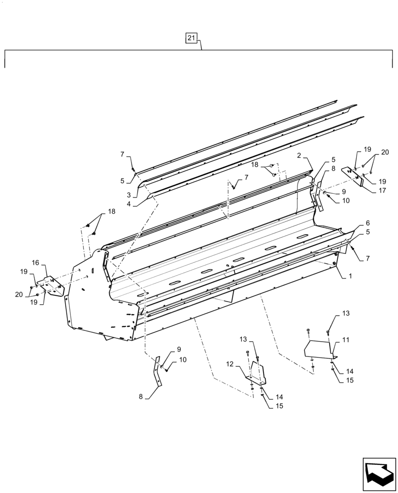 Схема запчастей Case IH 9230 - (74.130.AH[01]) - FAN HOUSING, LOWER, BSN YDG222004 (74) - CLEANING