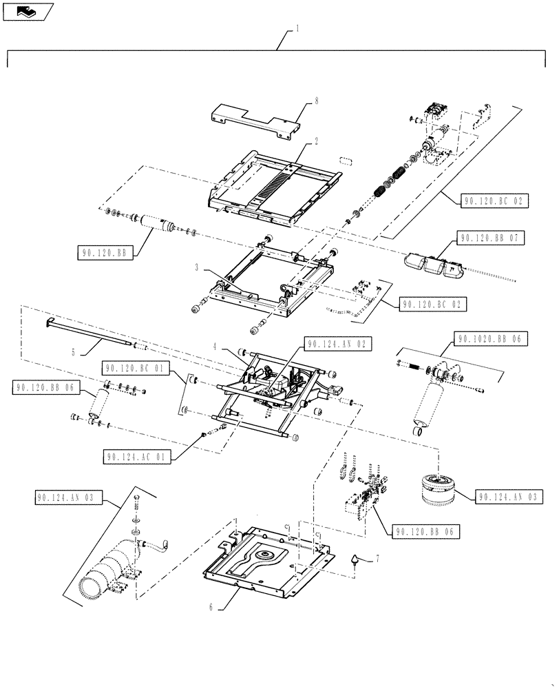 Схема запчастей Case IH STEIGER 350 - (90.124.AK[01]) - SEAT, AIR SUSPENSION - ASSY - DELUX SEMI-ACTIVE & LUXURY SEAT (90) - PLATFORM, CAB, BODYWORK AND DECALS