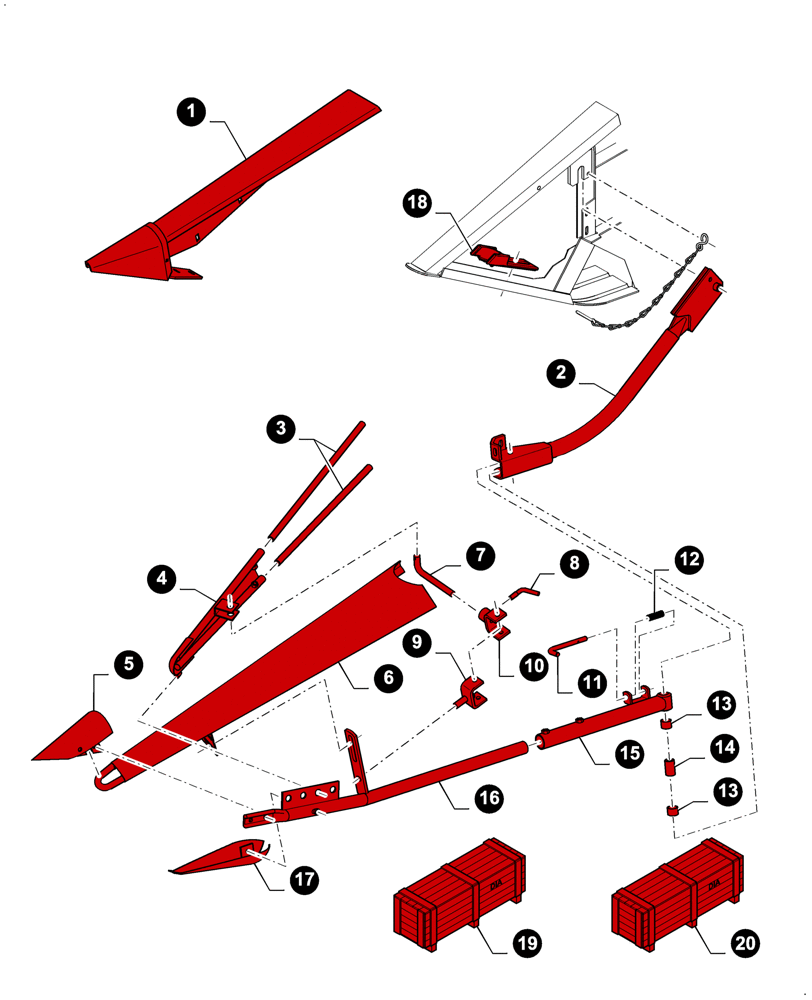 Схема запчастей Case IH 3050-16FT - (05.100.04[01]) - MAINTENANCE PARTS, ADJUSTABLE AND FIXED DIVIDERS LH AND RH (05) - SERVICE & MAINTENANCE