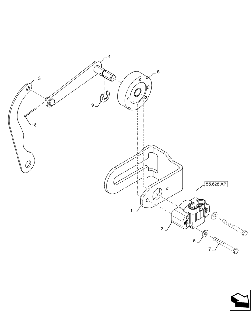 Схема запчастей Case IH 7230 - (55.628.AQ) - POTENTIOMETER, CONCAVE ADJUST (55) - ELECTRICAL SYSTEMS