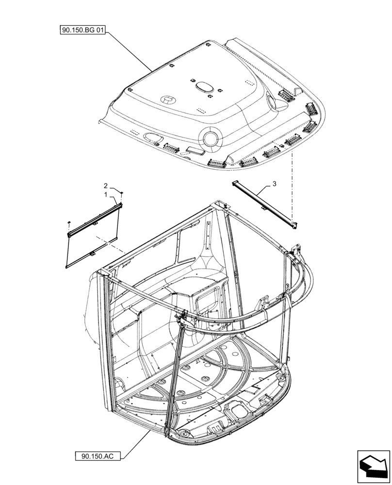 Схема запчастей Case IH 8240 - (90.151.AE) - SUNSHADE, LH, REAR (90) - PLATFORM, CAB, BODYWORK AND DECALS