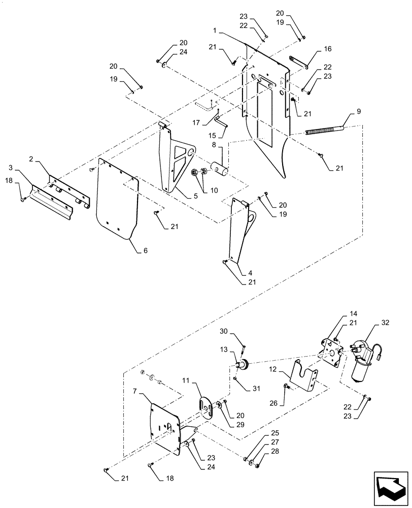 Схема запчастей Case IH 9230 - (73.230.AG[02]) - DEFLECTOR, CHOPPING UNIT, REMOTE CONTROL (73) - RESIDUE HANDLING