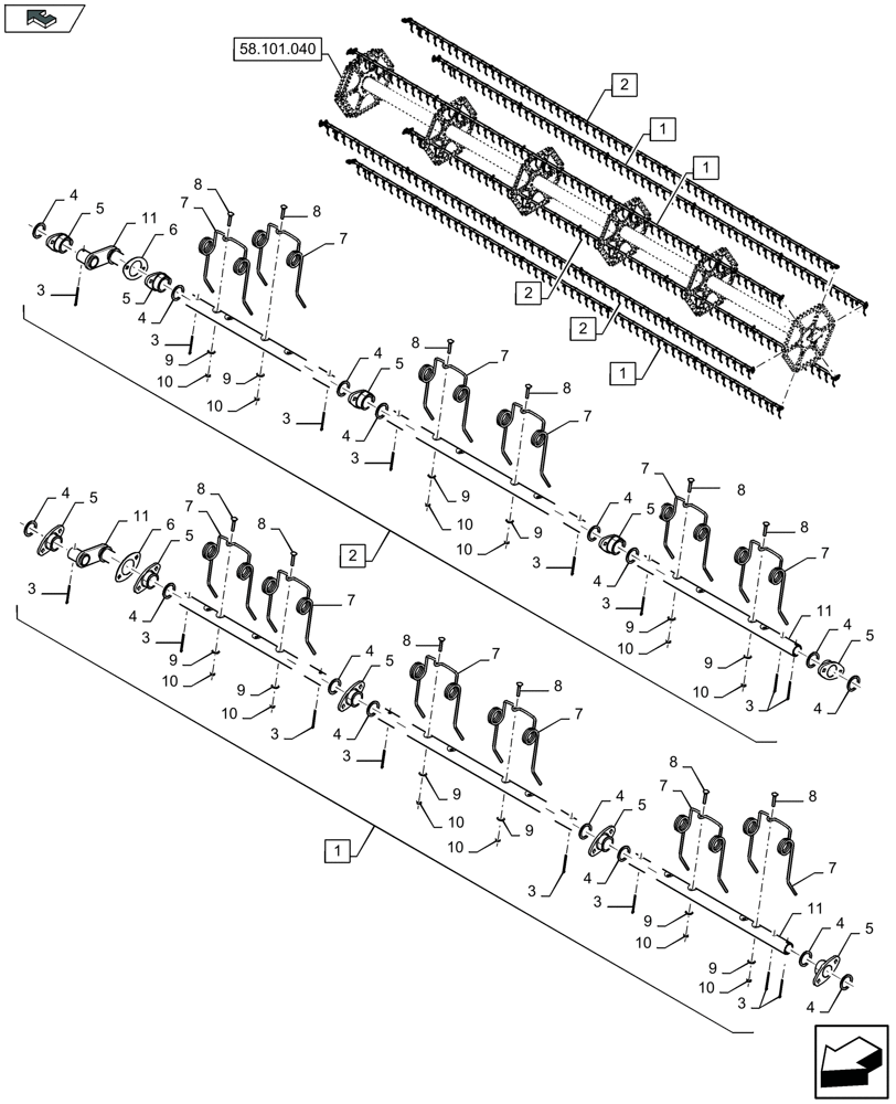 Схема запчастей Case IH 3050-30FT - (58.101.070) - REEL, TINE ASSEMBLIES (58) - ATTACHMENTS/HEADERS
