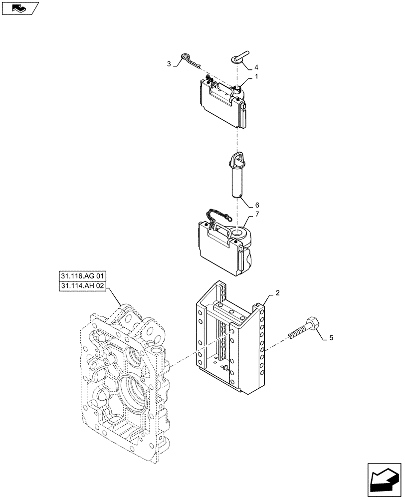 Схема запчастей Case IH MAXXUM 125 - (37.100.AF[01]) - VAR - 330942, 331954, 332954 - SLIDER TOW HOOK WITH FIXED C AND D3 TYPE COUPLINGS - ITALY (37) - HITCHES, DRAWBARS & IMPLEMENT COUPLINGS