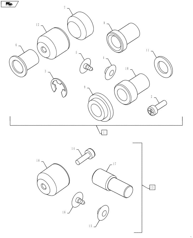 Схема запчастей Case IH STEIGER 350 - (90.120.BC[01]) - SEAT PEDESTAL & MECHANICAL SUSPENSION - SCISSOR BEARINGS & ROLLER KITS (90) - PLATFORM, CAB, BODYWORK AND DECALS