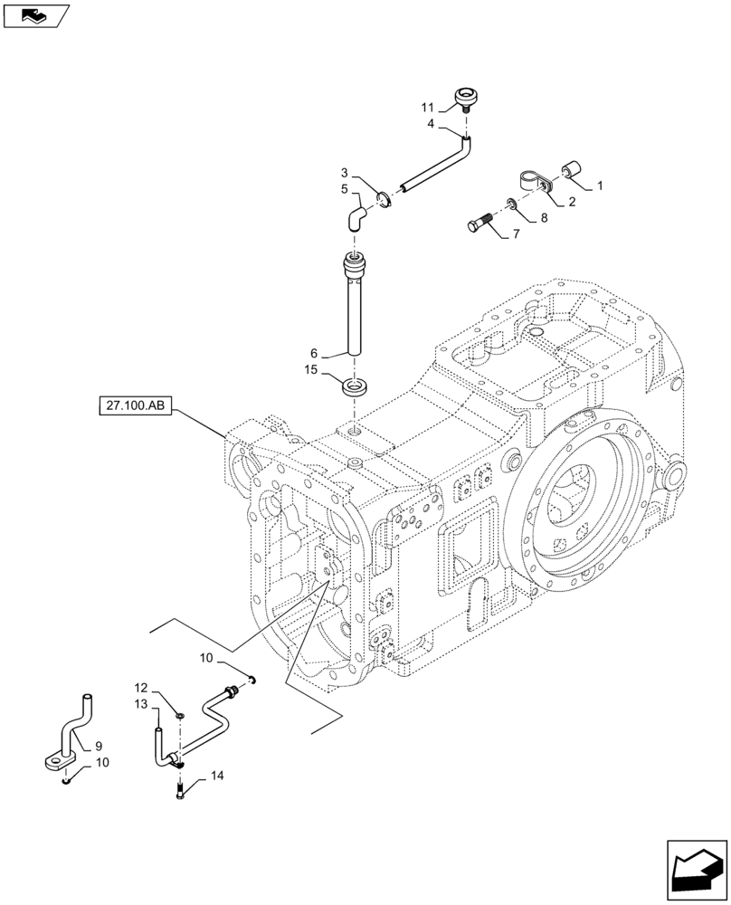 Схема запчастей Case IH MAXXUM 120 - (27.100.AI [01]) - VAR - 330247, 743766, 330291, 743764, 331970, 331908, 330909, 331909, 743811, 331920 + STD TRANSMISSION 16X16 AND 17X16 (40 KM/H), SPS - REAR AXLE HOUSING, INNER PIPES AND BREATHERS (27) - REAR AXLE 