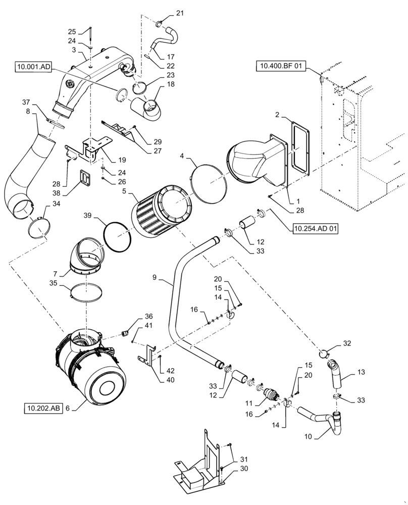 Схема запчастей Case IH 7230 - (10.202.AK[01]) - AIR INTAKE/AIR CLEANER (10) - ENGINE